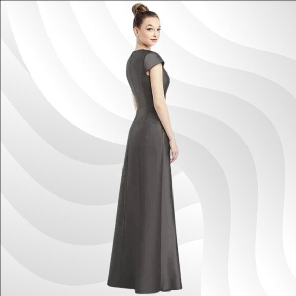 2/$50 Alfred Sung Caviar Sateen Twill Cap Sleeve Dress Size 4 – Elegant - Picture 2 of 7